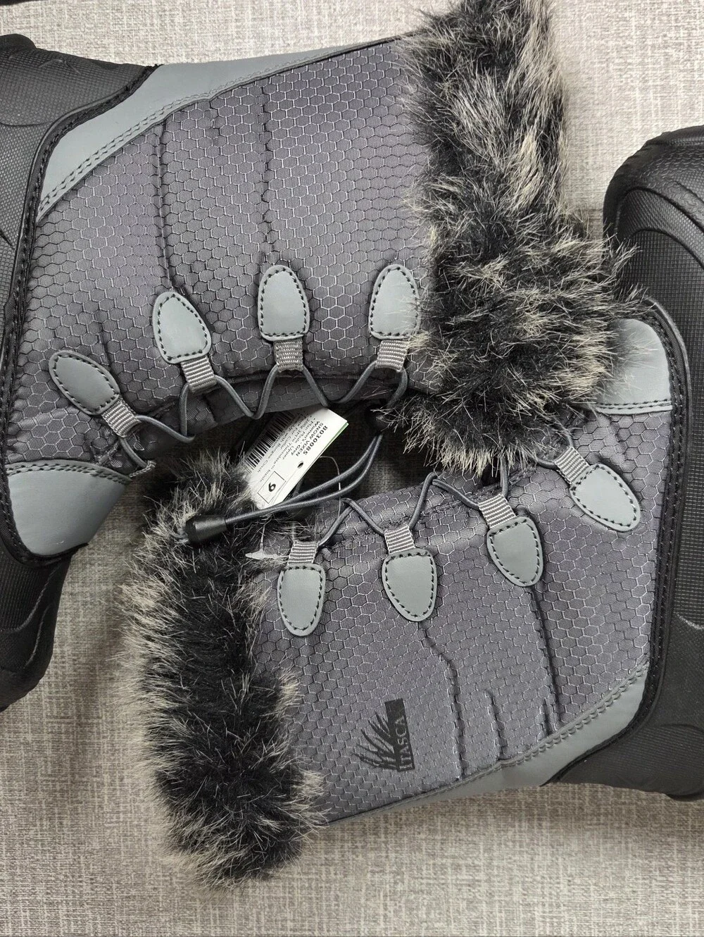 Itasca NEW Vixen Snow Winter Boots Gray Black Faux Fur Women's 9